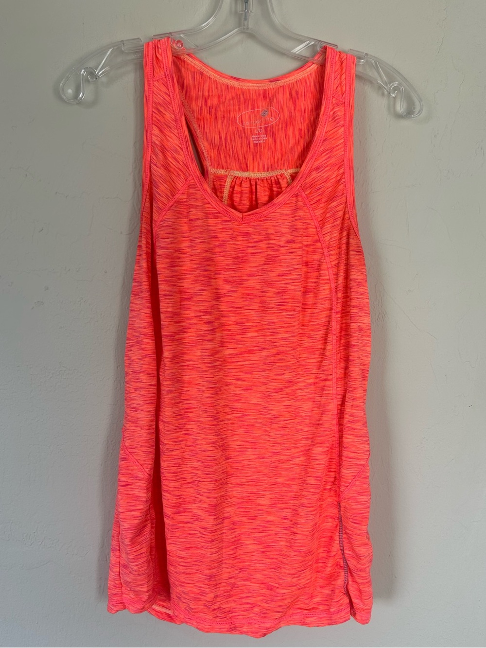 TANGERINE Fitness Tank Top Coral Pink Orange Space Dye Women's Large  (1692)